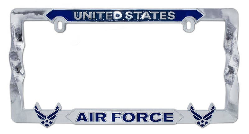 Elektroplate Officially Licensed â€“ United States Air Force Chrome-Plated 3D All-Metal Blue Font License Plate Frame Tag Holder for Cars/SUVs/Trucks Weather-Proof Automotive Accessory - Image 1